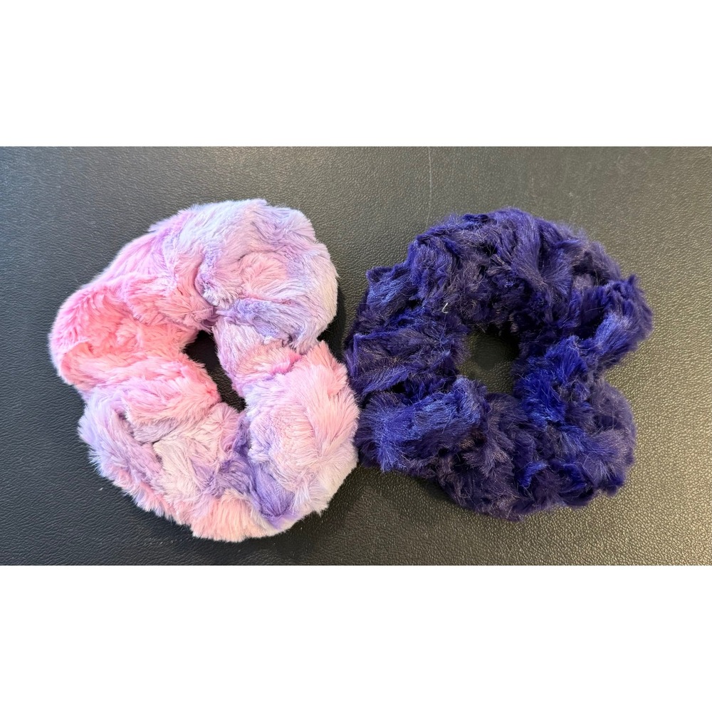 Sew Sweet Minky Designs Womens Hair Scrunchie Set Of 2 Pink Purple Plush NEW